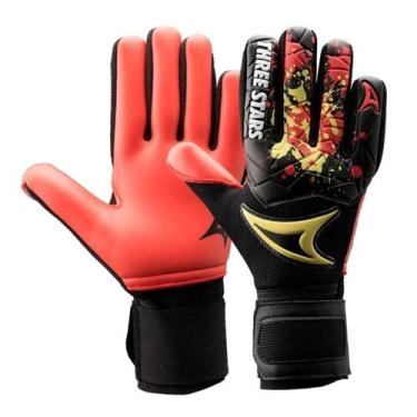 Imagem de Luva Goleiro Three Stars Kick Negativo Profissional, 8, Vermelho