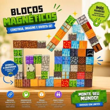 Imagem de 20 Blocos Magnéticos Minecraft Variados Aleatório Construção - Genéric
