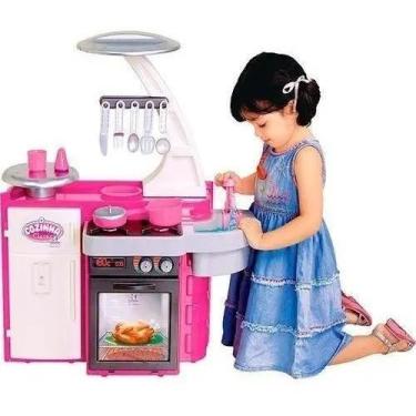Imagem de Cozinha Brinquedo Classic Rosa Cotiplás Completa com Pia e Fogão para 