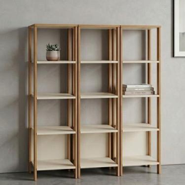 Imagem de Kit 3 Estantes para Livros 5 Prateleiras 135CMX33CM Office Branco/Frei