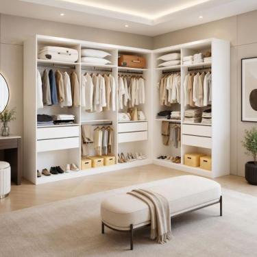 Imagem de Conjunto Closet Casal sem Portas 2 Módulos 6 Gavetas França Yescasa Br