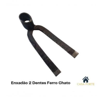 Imagem de Enxadão 2 Dentes Ferro Chato sem Cabo Aço 45 Fundição Petrópolis