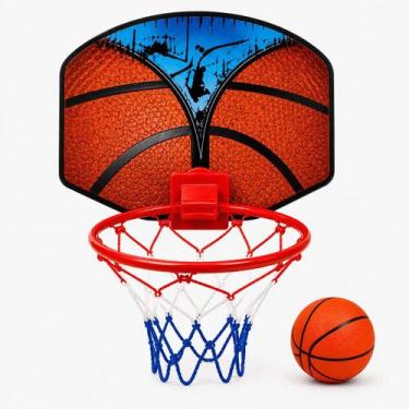 Imagem de Cesta Basquete Infantil Kit Completo Tabela Aro Rede Bola Para Porta P