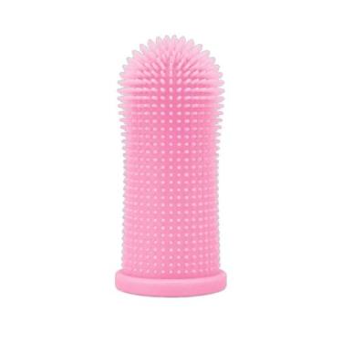 Imagem de Escova de Dentes para Pets Tipo Dedal Flexível Siliconado 2.3x2.3x5cm 