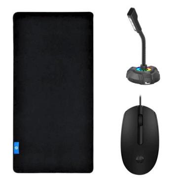 Imagem de Kit Mouse Pad Speed Gamer Extra Grande + Mouse Óptico com Fio + Microf
