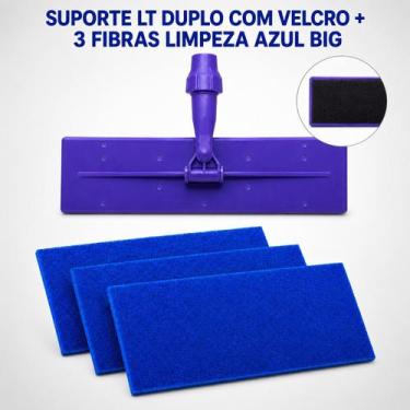 Imagem de SUPORTE LIMPA TUDO BIG tiras autocolantes 40 CM S/CABO C/3 FIBRAS AZUL