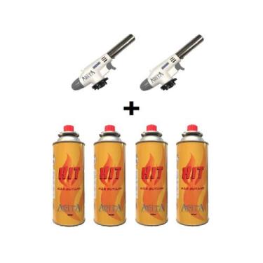 Imagem de Kit 2 Maçarico +4 Gás Portátil Culinário Artesanato Multiuso - Arita