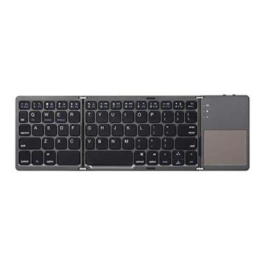 Imagem de Teclado sem fio Mini teclado dobrável portátil Ultra Slim teclado com touchpad Compatible with Windows/Android/iOS (Cinza escuro)