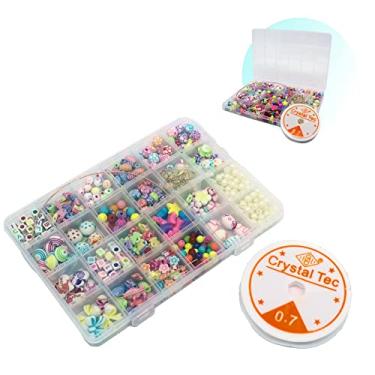 Imagem de Kit Miçanga Colorida Pulseira Infantil 550 Pç + Fio Silicone