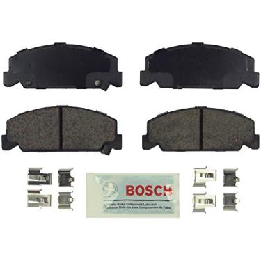 Imagem de BOSCH BE273H Conjunto de pastilhas de freio a disco de cerâmica azul com ferragens - Compatível com Honda Accord, Civic, Civic del Sol, CRX; FRENTE