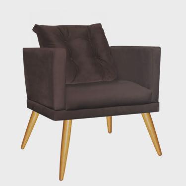 Imagem de Kit 06 Poltrona Cadeira Kim Luxo Confort Com almofada Solta Pé Caramelo Suede Marrom - Ahazzo Móveis