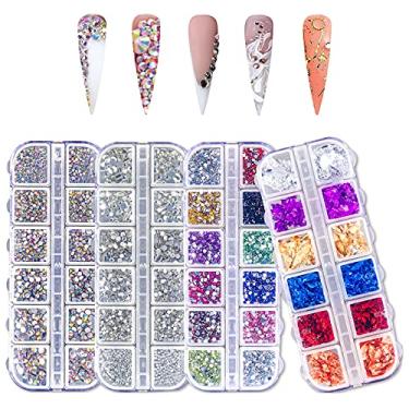 Imagem de Tufusiur Kit de strass - 5780 peças de joias e diamantes transparentes de cristal AB para decoração de arte em unhas, flocos de alumínio