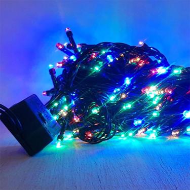 Imagem de Cordão de LED Luz Colorida com Fio Verde 100 Leds 5m 127V - 1unidade - Cromus Natal - Rizzo