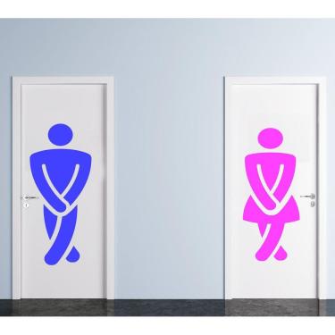 Imagem de Adesivo Decorativo De Parede, Banheiro, Homem E Mulher