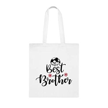 Imagem de Bolsa tote World's Best Brother (Melhor irmão do mundo) presente para irmão, bolsa de ombro irmão, bolsas reutilizáveis, presente para irmão do irmão e da irmã s, Branco
