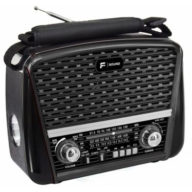 Imagem de Rádio Portátil Retrô AM FM USB Bluethoot F-Sound Preto