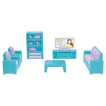 Imagem de Mielle Brinquedos, Coleção Disney Princess, Princesa, Mini Sala com 6 Peças, Roxo e Azul