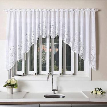 Imagem de Cortina Cozinha Renda Cascata Clássica Tulipinhas 3,00x100