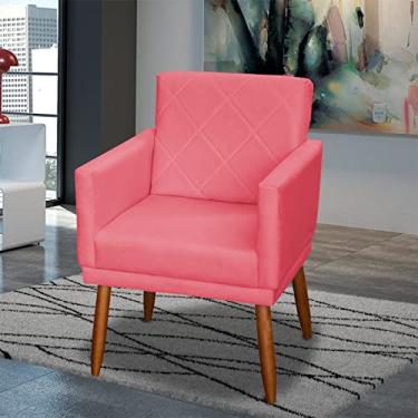 Imagem de Poltrona Decorativa Para Sala Beatriz Com Base Cadeira Reforçada Para Sala De Espera Consultório Escritório Recepção Manicure Sala De Estar Suede Cores Pé Castanho - Clique & Decore (Rosê)