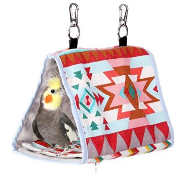 Imagem de Cabana aconchegante para ninho de pássaro, barraca suspensa em caverna habitat de papagaios pequenos e médios periquito eclectus periquito calopsitas Lovebird cinza africano (rosa étnico, P)