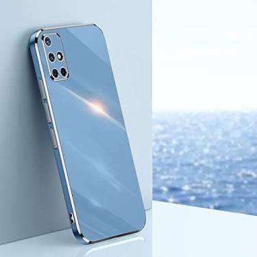 Imagem de Lxuury Frame Plating Silicone Phone Case para Samsung Galaxy A51 A71 A11 A21S A31 A20 A30 A50 A10S A20S A02S A7 2018 A750, Azul, Para A31