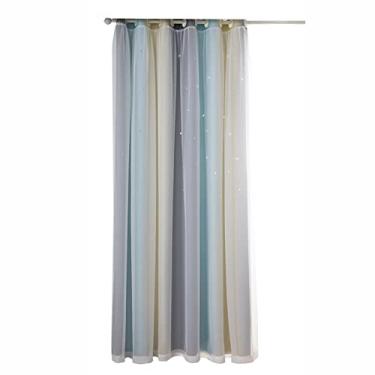 Imagem de Tingpai Co nas em estrela Co nas em bla out pa crianças Quarto de meninas pa meninas Sala de estar Co nas de janela coloridas de duas camadas com estrela, 1 painel (40 "W x52" L ， bege)