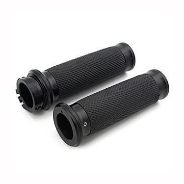 Imagem de Punhos de guidão de motocicleta de alumínio - manoplas antiderrapantes de 2,5 cm adequadas para 883 1200 Sportster Touring Softail Dyna (1 par preto)
