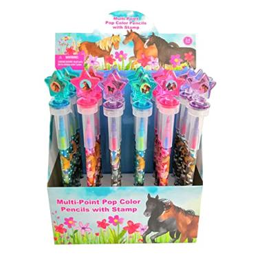 Imagem de TINYMILLS 24 Pçs Cavalo Pônei de Cavalo 2 em 1 Giz de Cera Empilhável com Topo de Carimbo Extra, Lembranças de Festa Infantil, Recompensas de Sala de Aula, Prêmios