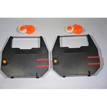 Imagem de FJA Products Fita de máquina de escrever compatível e carretéis de correção para máquina de escrever Royal Scriptor/Scriptor II. O pacote inclui 2 cassetes de máquina de escrever pretos e 2 carretéis de correção de elevação