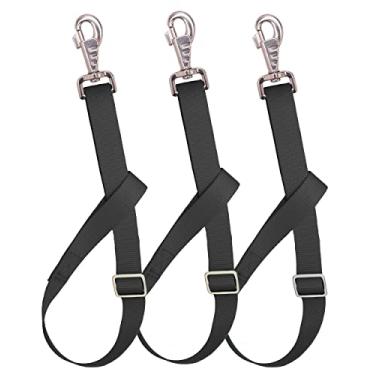 Imagem de Loaged Alça de balde de nylon ajustável (pacote com 3) - para redes de feno, baldes de água, alça suspensa, alimentadores externos para cavalos, alimentação pesada para água de cavalos, 76 cm (preta)
