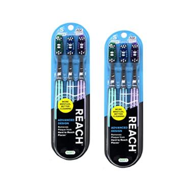 Imagem de Reach Escovas de dentes macias com design avan ado, cores podem variar, 3 unidades (pacote com 2) total de 6 escovas de dentes