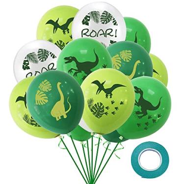 Imagem de PINK FOREST Balões de festa de dinossauro Pterossauro Raptors ROAR balão para chá de bebê, dinossauro, selva, jurássico, decoração de festa de aniversário, suprimentos