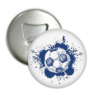 Imagem de Abridor de garrafas de futebol azul de futebol com tinta de desenho animado ímã de geladeira emblema multifuncional