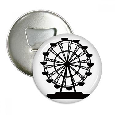 Imagem de Emblema multifuncional com emblema de ímã de geladeira com desenho de parque de diversões e roda gigante preta