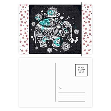 Imagem de Nation Elefante Flor Preto Azul Animal Natal Flor Celebração Cartão postal Bênção