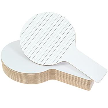 Imagem de Epic Creations Pás apagáveis a seco – Pacote com 12 – Quadro branco de mão dupla face – Placas apagáveis a seco – Quadro branco de mão – Pás de leilão – Pás de quadro branco – Quadro apagável à mão