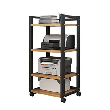 Imagem de KIZQYN Suporte de impressora móvel de 4 camadas Prateleira de impressora de metal com rolamento de armazenamento prateleira de armazenamento ajustável em pé de chão sobre rodas para impressora de mesa de escritório (cor: modelo A)