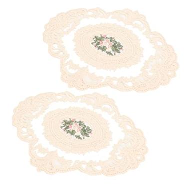 Imagem de Pacote Com 2 Jogos Americanos de Renda, Jogos Americanos de Mesa Bordados para Decoração de Festa de Jantar de Aniversário de Casamento Estilo Francês Antiderrapante Tapete Multiuso para Casa