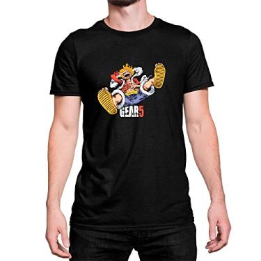 Imagem de Camiseta Basica Anime One Piece Luffy Gear 5 laughing rindo Cor:Preto;Tamanho:GG
