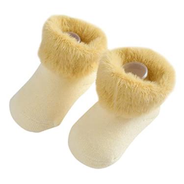 Imagem de Meia de bebê para inverno meias quentes para meninos e meninas meias infantis meias de princesa meias de chão para bebê menino meias de chão (amarelo, P infantil)