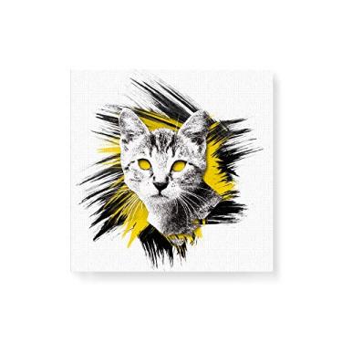 Imagem de Arte Maníacos Quadro Decorativo em Tela Canvas Gato Colagem Fundo Branco - 30x30cm