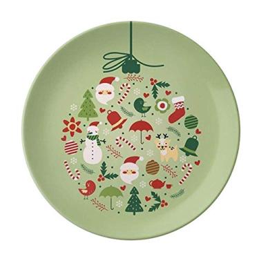 Imagem de Árvore de Natal Papai Noel, boneco de neve, prato verde decorativo de porcelana salver louça de jantar