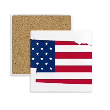 Imagem de Nebraska Mapa dos EUA Estrelas Listras Bandeira Forma Quadrada Porta-copos Porta-copos Caneca Suporte de Subplaca Pedra de Isolamento