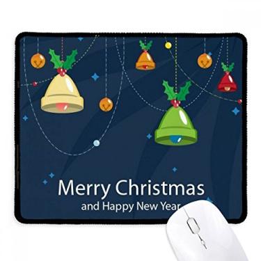 Imagem de Mousepad Christmas Bell Merry Christmas Festival Mousepad borda costurada tapete de borracha para jogos
