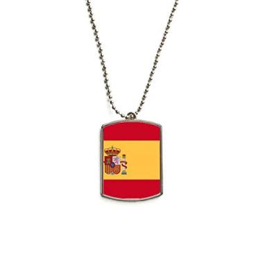 Imagem de DIYthinker Colar com pingente de corrente de aço inoxidável com bandeira nacional da Espanha para animais de estimação