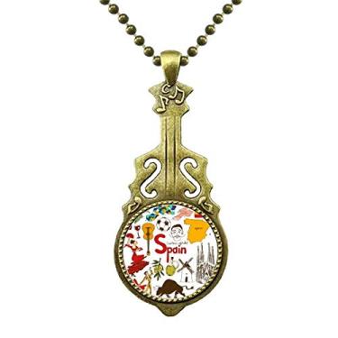 Imagem de DIYthinker Colar com bandeira nacional de animais da Espanha Landscap com pingente de música