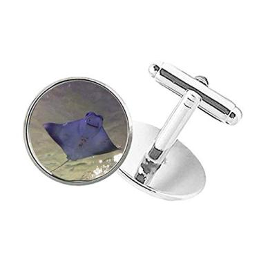 Imagem de DIYthinker Abotoaduras com fecho de botão redondo com imagem da natureza do skate Ocean Ray