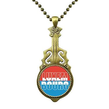 Imagem de DIYthinker Colar com nome da bandeira do país de Luxemburgo, joia antiga com pingente de música