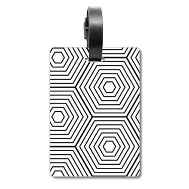 Imagem de Hexagon Line Art Grain Ilustration Pattern Bagagem Etiqueta Bagagem Cartão Scutcheon Etiqueta