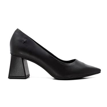 Imagem de Scarpin Usaflex Feminino Casual Salto Bloco Couro Bico Fino Preto Ai1303001 39
